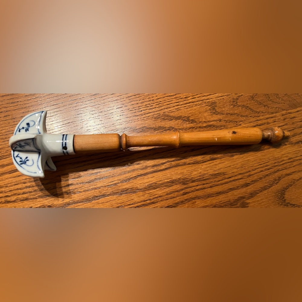 Vintage German Blue Ceramic Whisk.